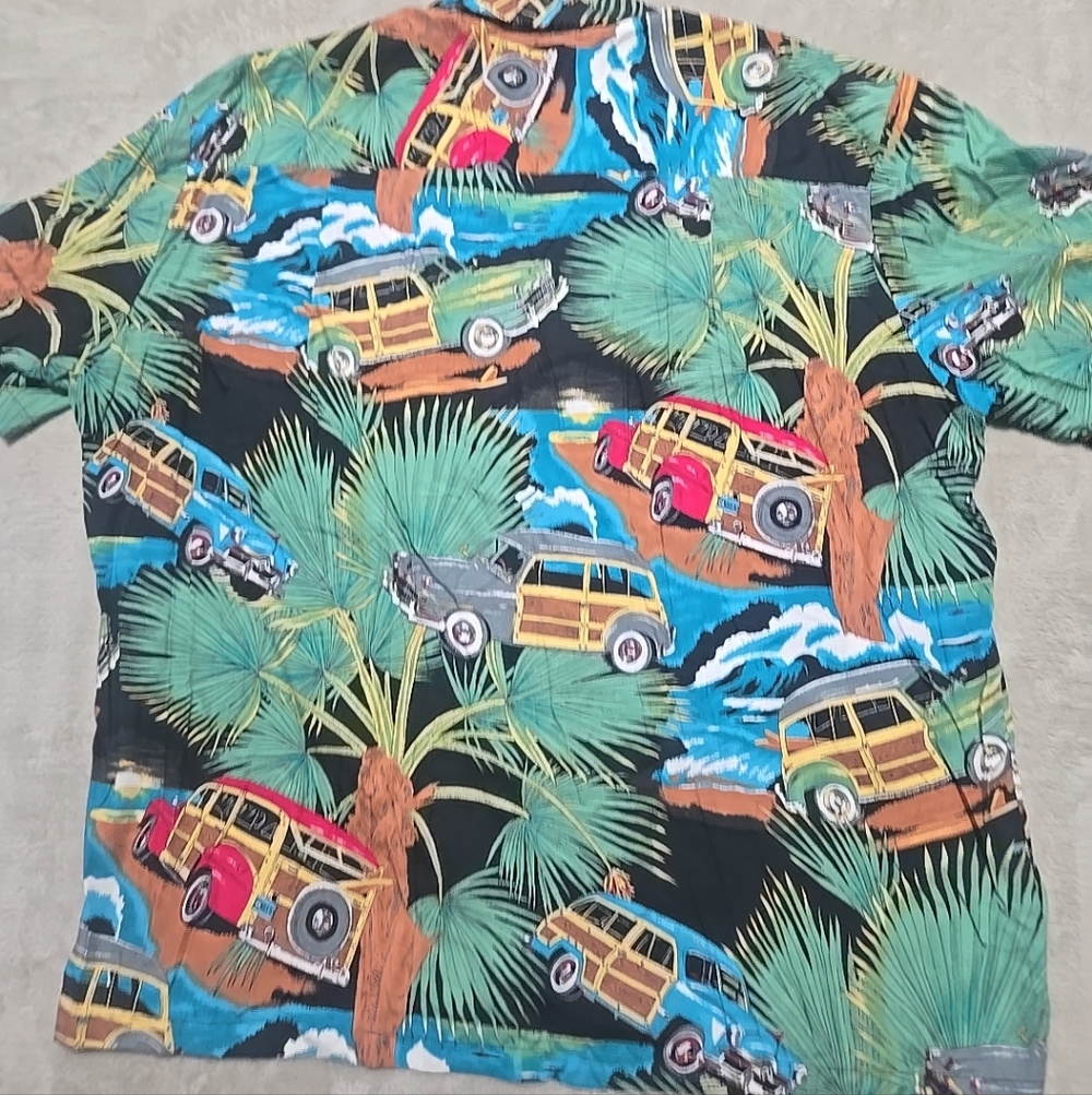 Vintage Woody Car AOP Hawaiian Shirt Mens XL Aloha Diamond Head Sportswear USA - Picture 3 of 6